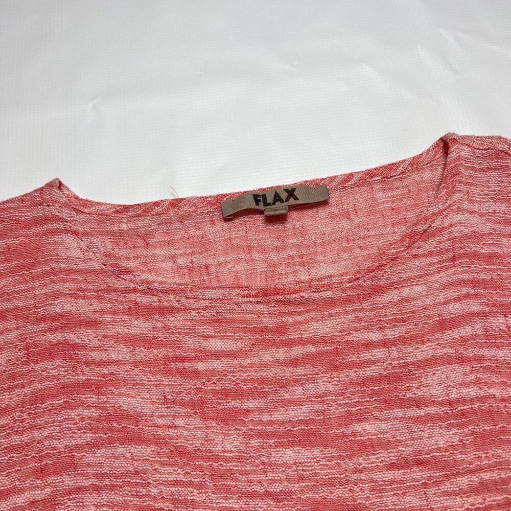 FLAX Linen Blend Long Sleeve Boat Neck Top SIZE P 4/6 Pink Rose Marled Relaxed - Picture 6 of 12